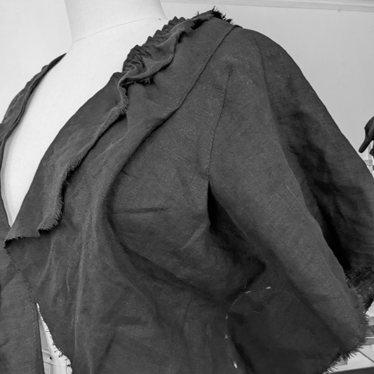 secret lentil work in progress black linen jacket