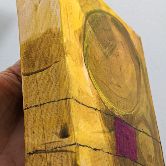 Helen Carter painting showing the side of a canvas