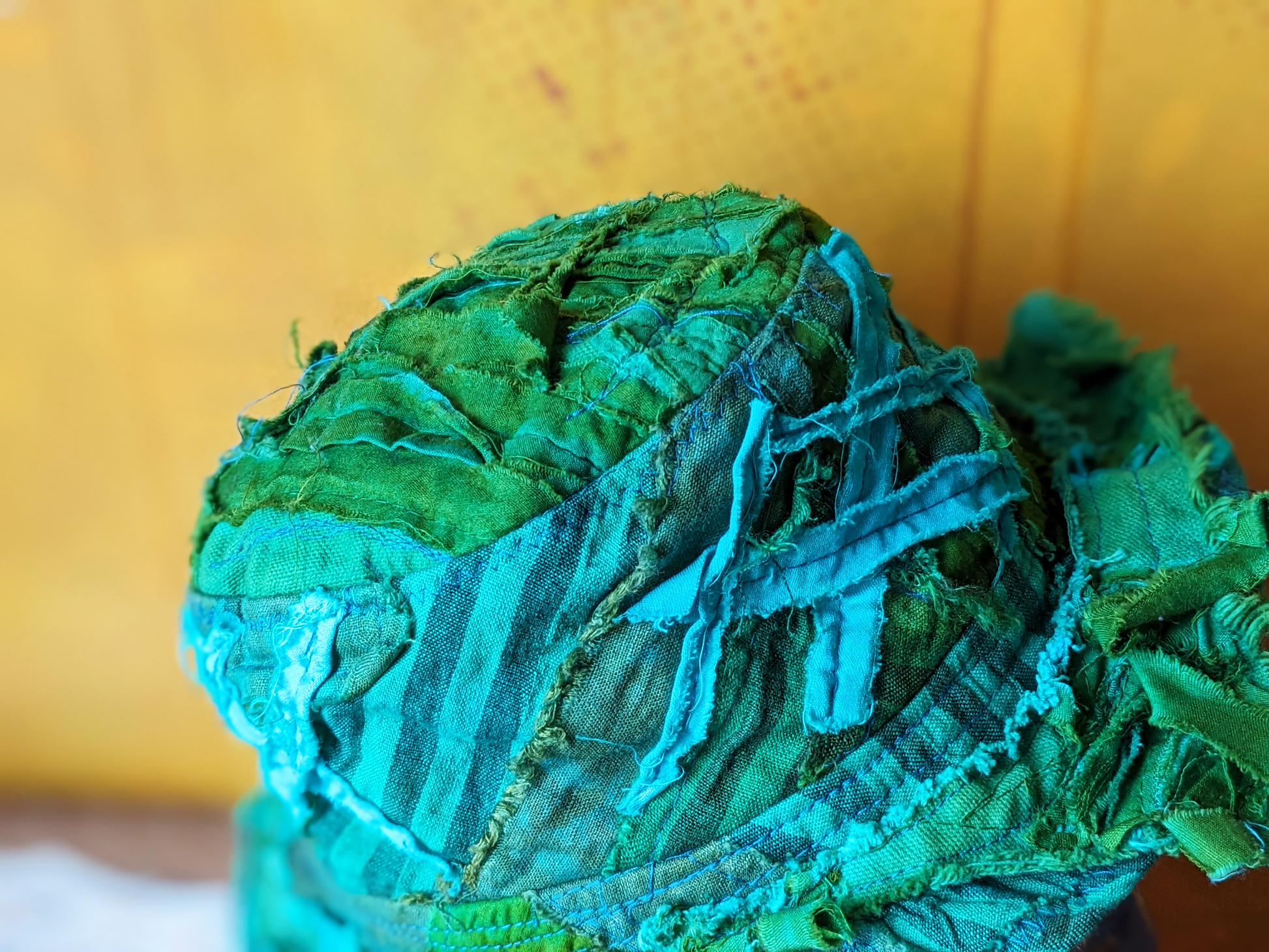 aqua green teal artifacted boro bucket hat from secret lentil