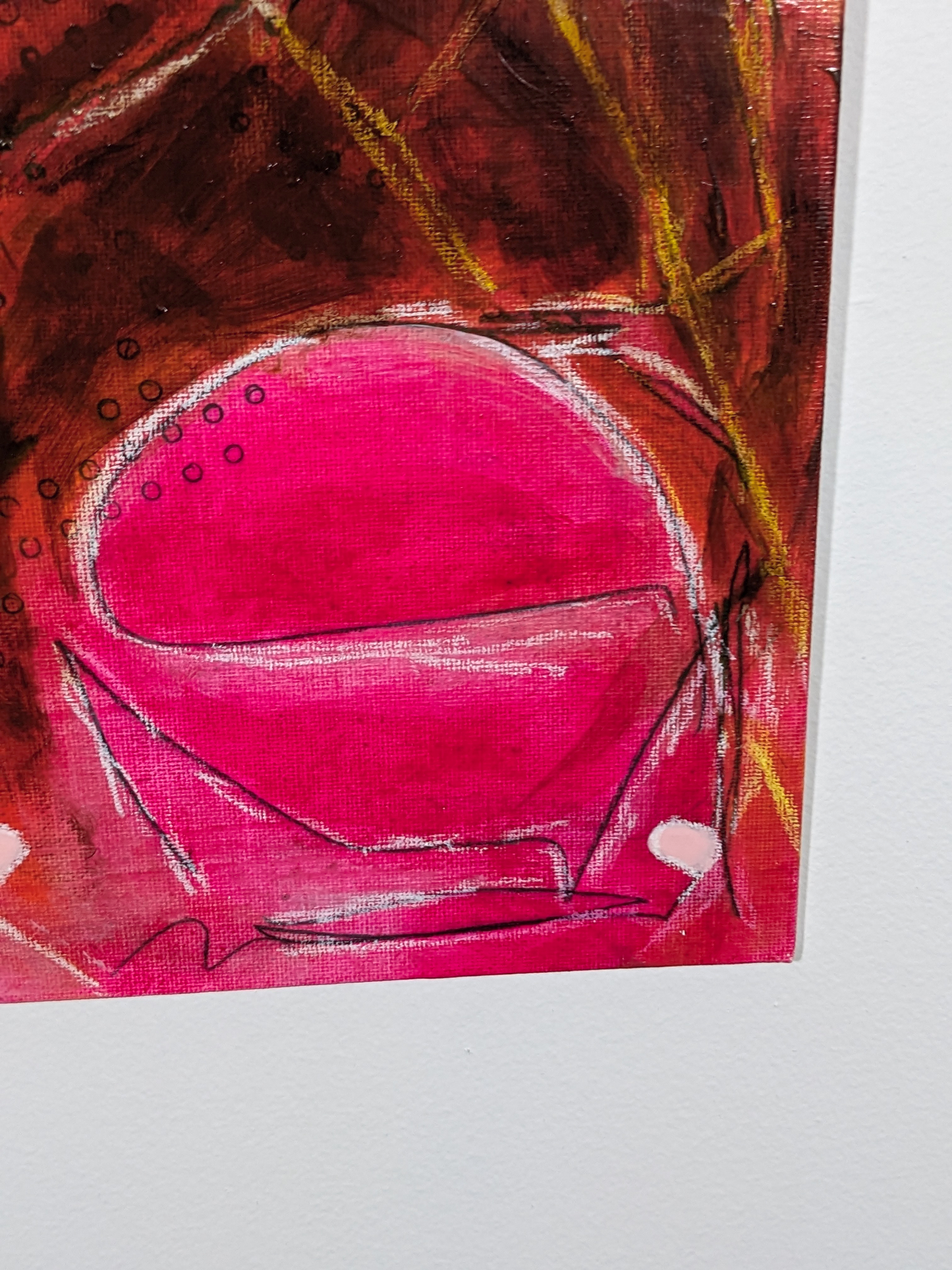 detail Abstract painting with pink and brown colors on a white background by helen carter / secret lentil