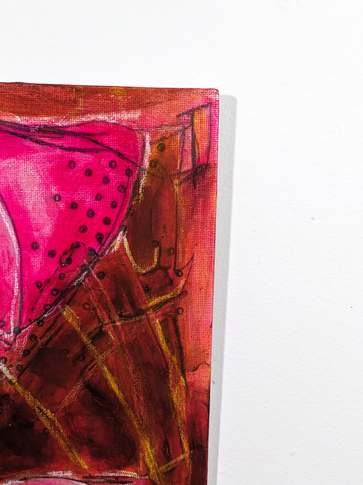detail Abstract painting with pink and brown colors on a white background by helen carter / secret lentil