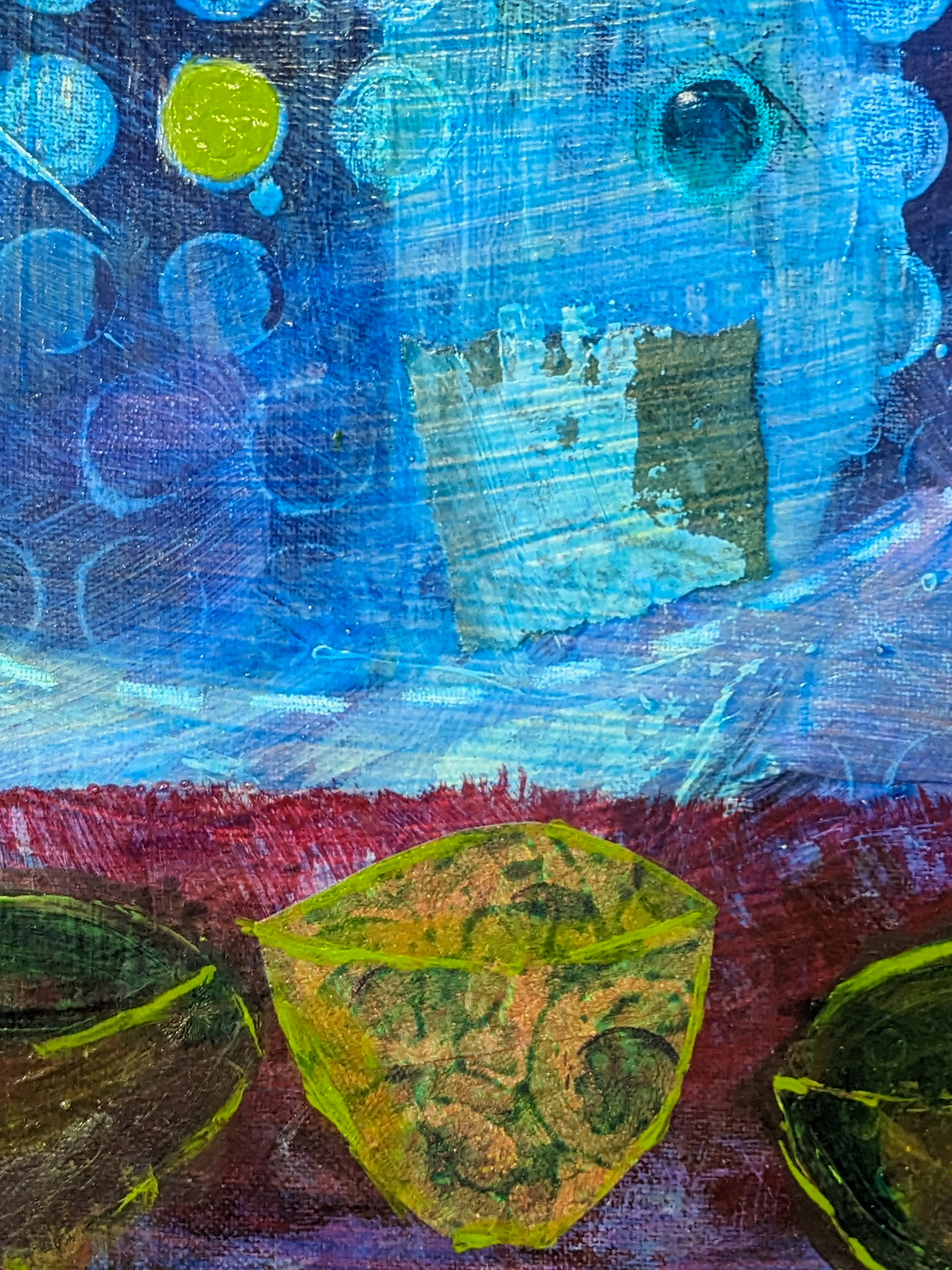detail, the pebblekeepers painting by helen carter / secret lentil