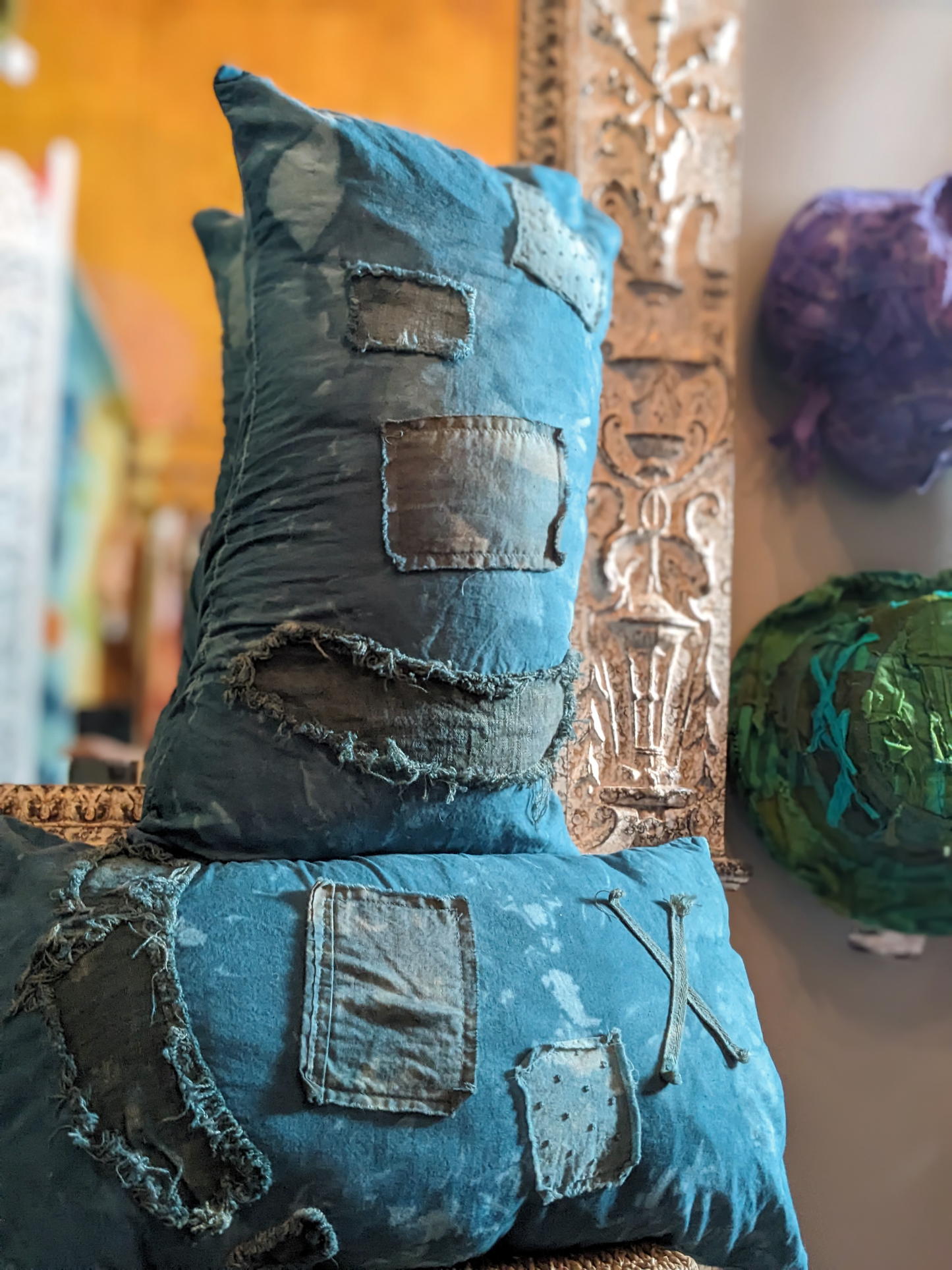 Deluxe Throw Pillows Wabi-Sabi Hand Made Dyed Stitched at Secret Lentil