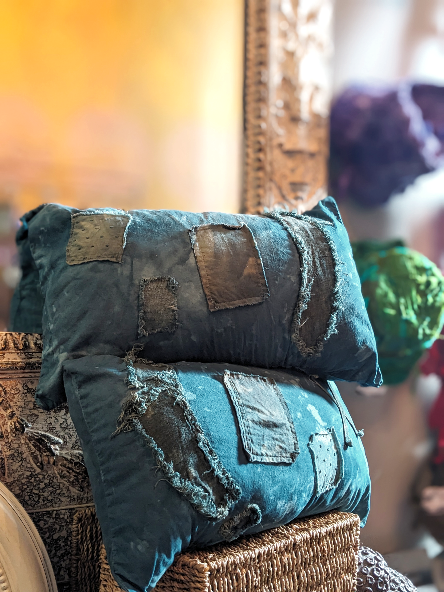 Deluxe Throw Pillows Wabi-Sabi Hand Made Dyed Stitched at Secret Lentil