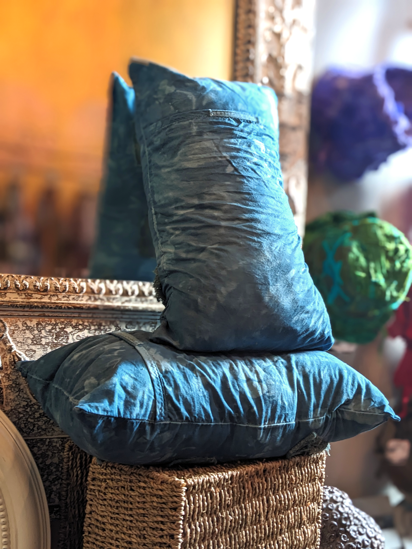 Deluxe Throw Pillows Wabi-Sabi Hand Made Dyed Stitched at Secret Lentil