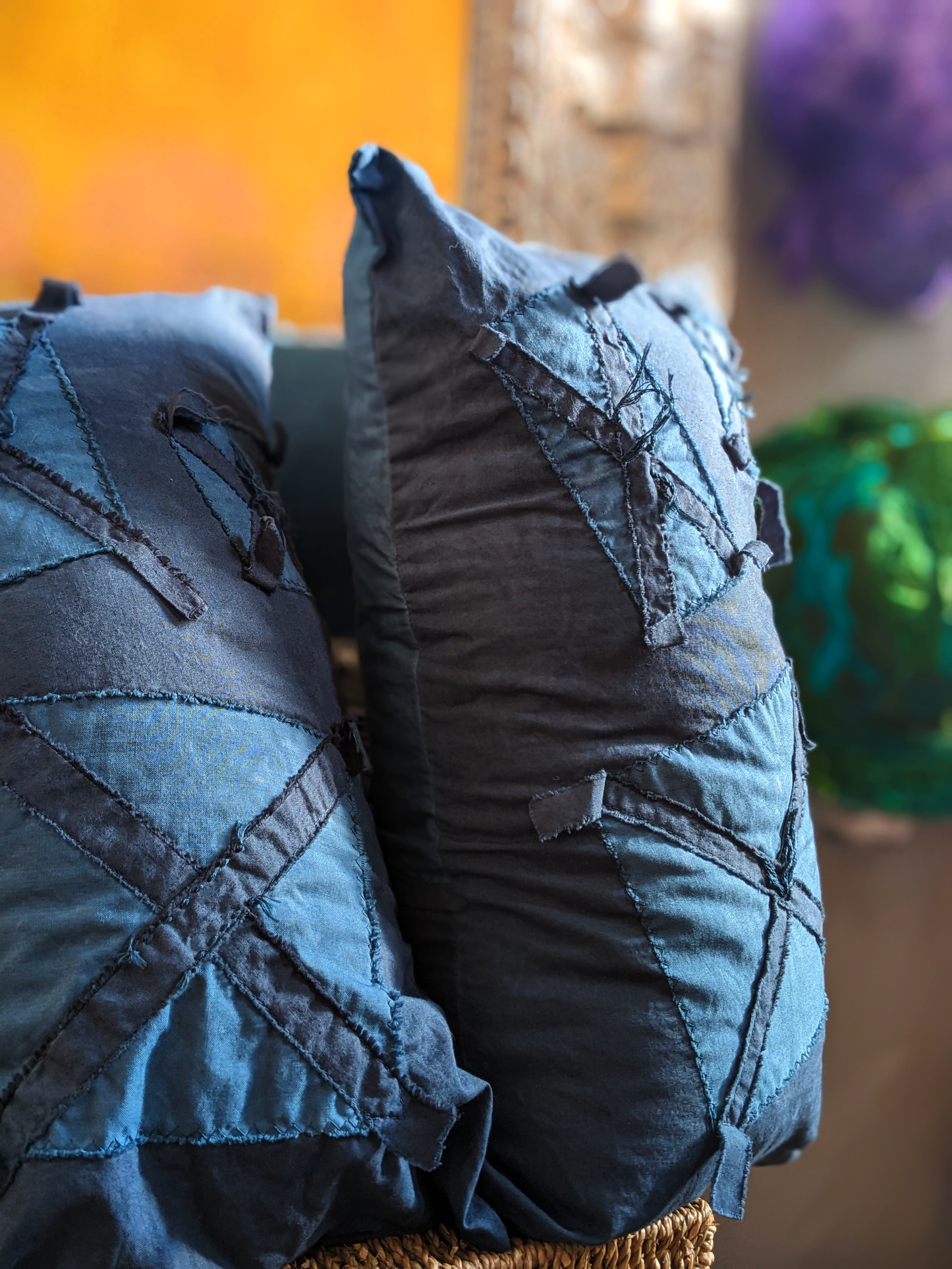 Deluxe Throw Pillows Wabi-Sabi Hand Made Dyed Stitched at Secret Lentil