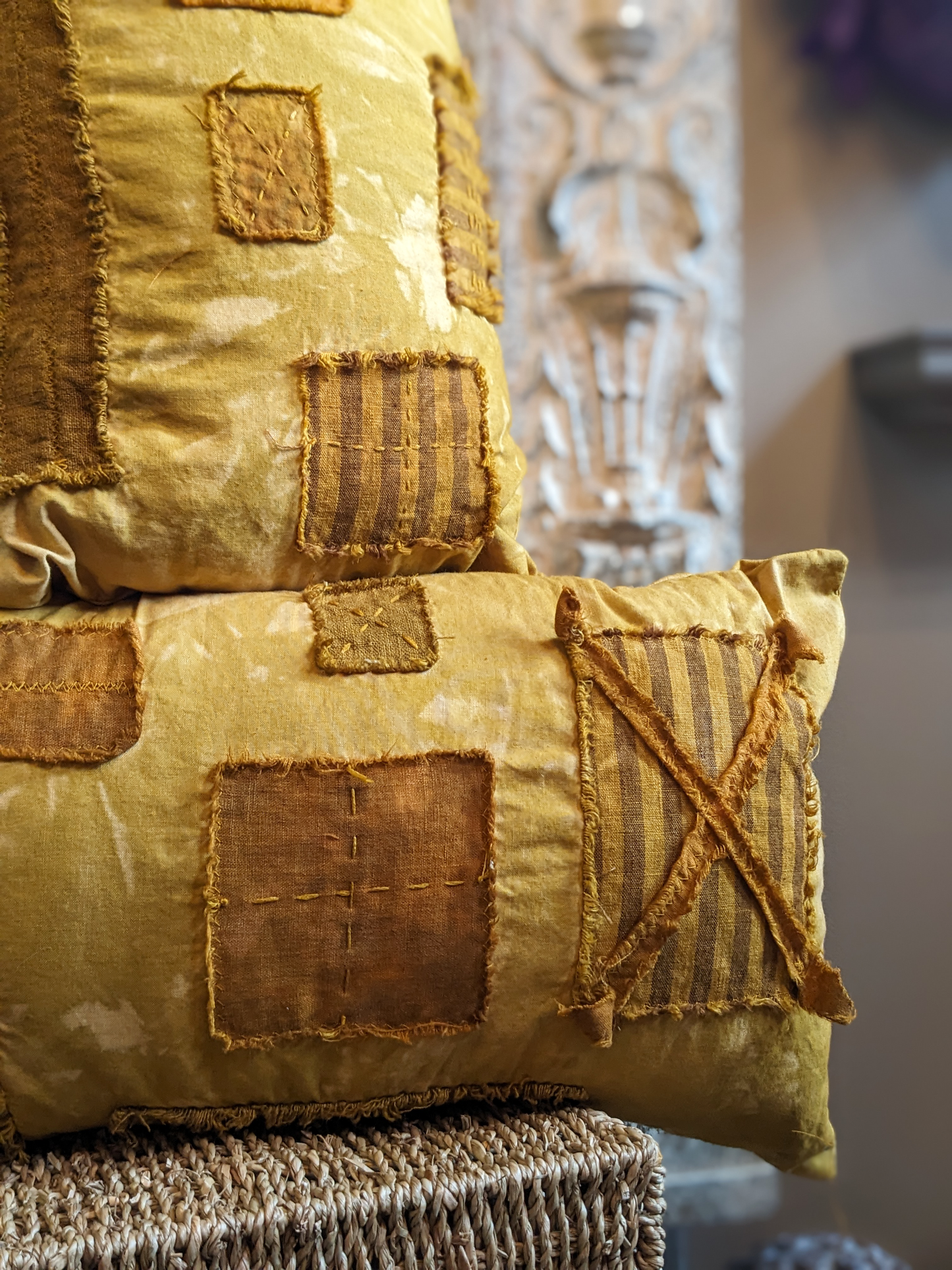 Deluxe Throw Pillows Wabi-Sabi Hand Made Dyed Stitched at Secret Lentil