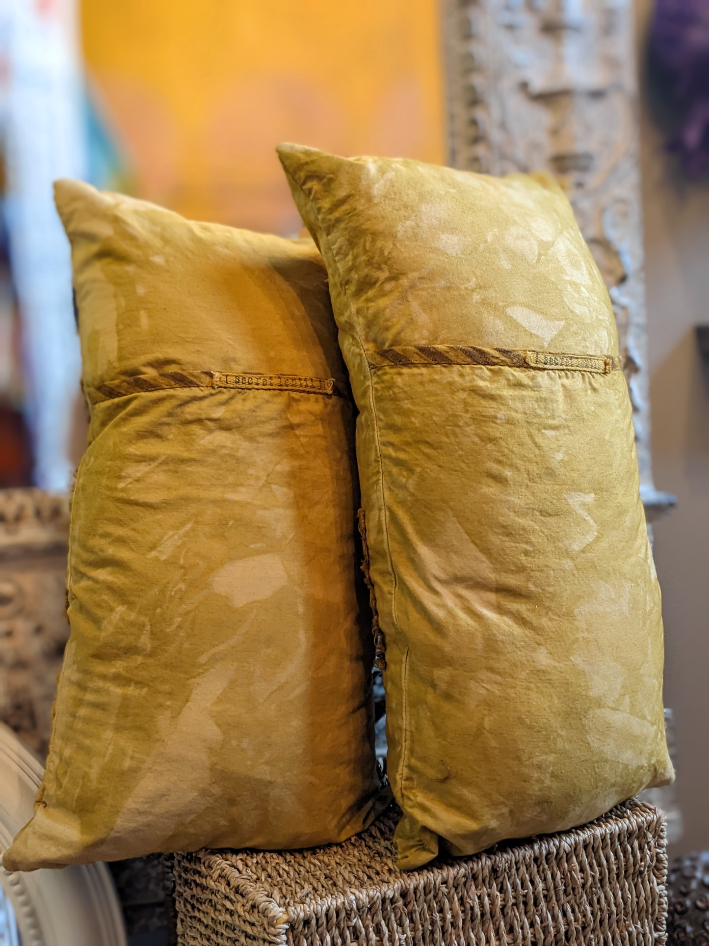 Deluxe Throw Pillows Wabi-Sabi Hand Made Dyed Stitched at Secret Lentil