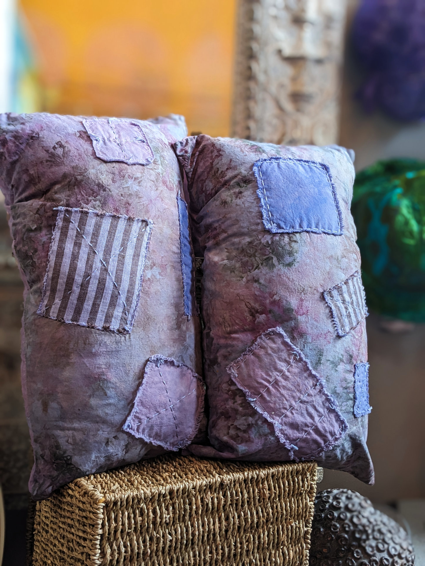 Deluxe Throw Pillows Wabi-Sabi Hand Made Dyed Stitched at Secret Lentil