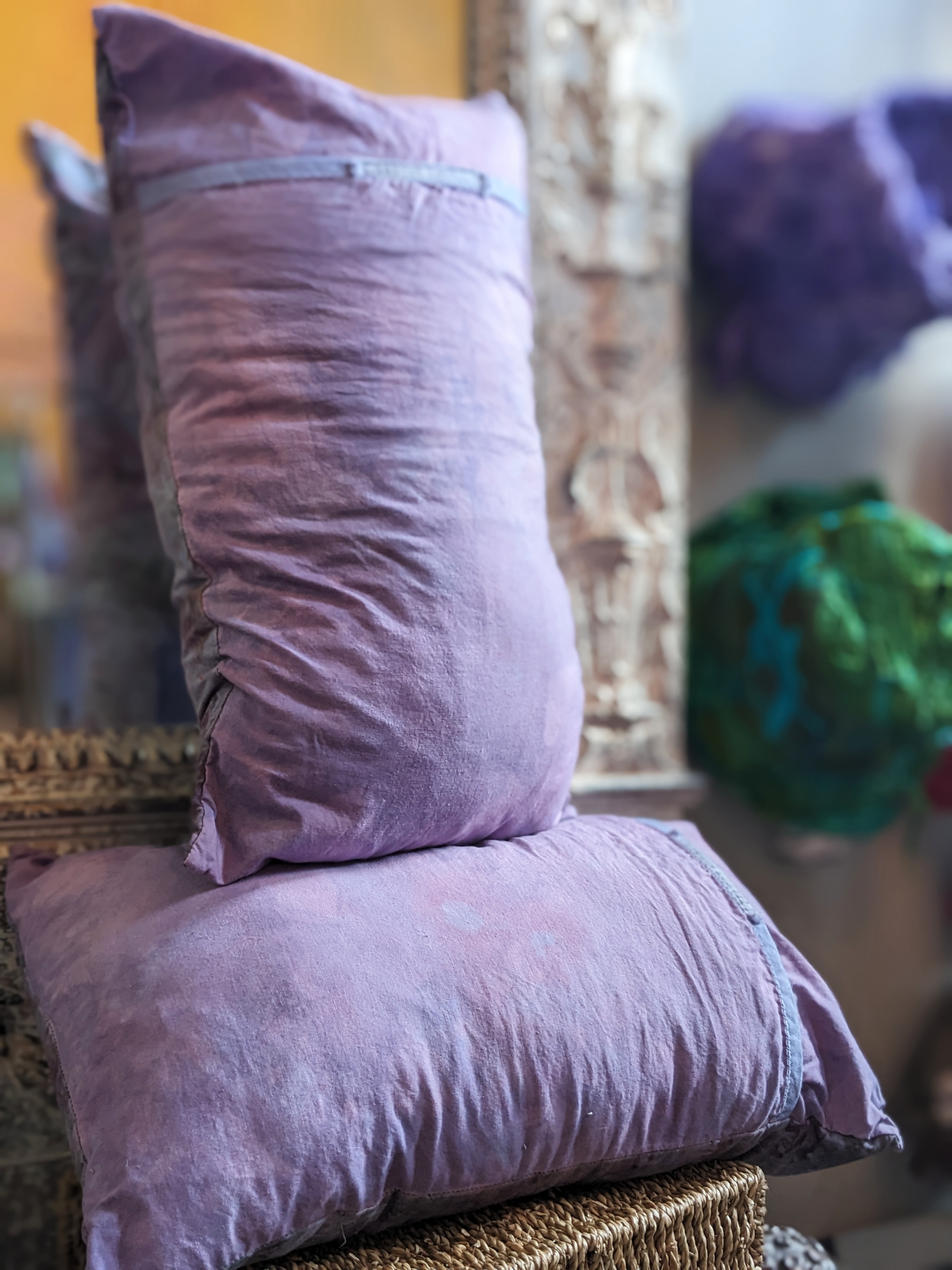 Deluxe Throw Pillows Wabi-Sabi Hand Made Dyed Stitched at Secret Lentil