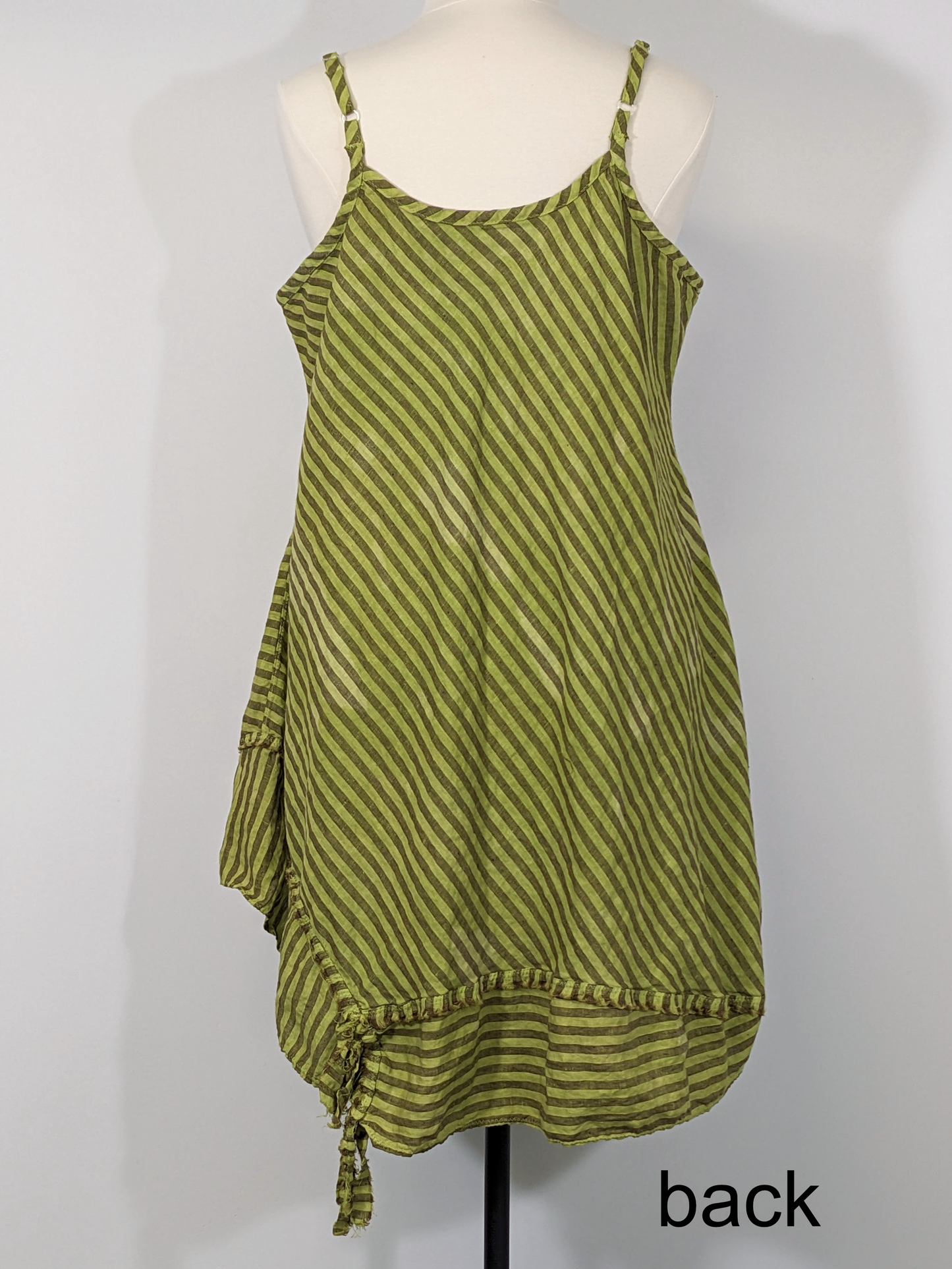 Twig and Branch: chartreuse and brown striped layering slip