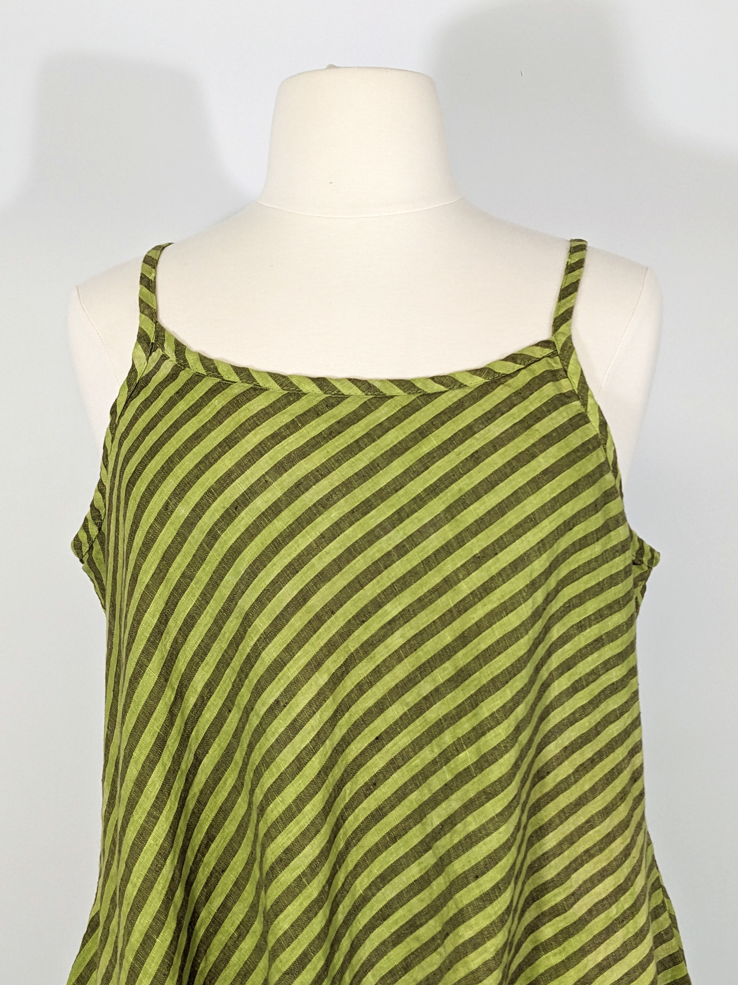 Twig and Branch: chartreuse and brown striped layering slip