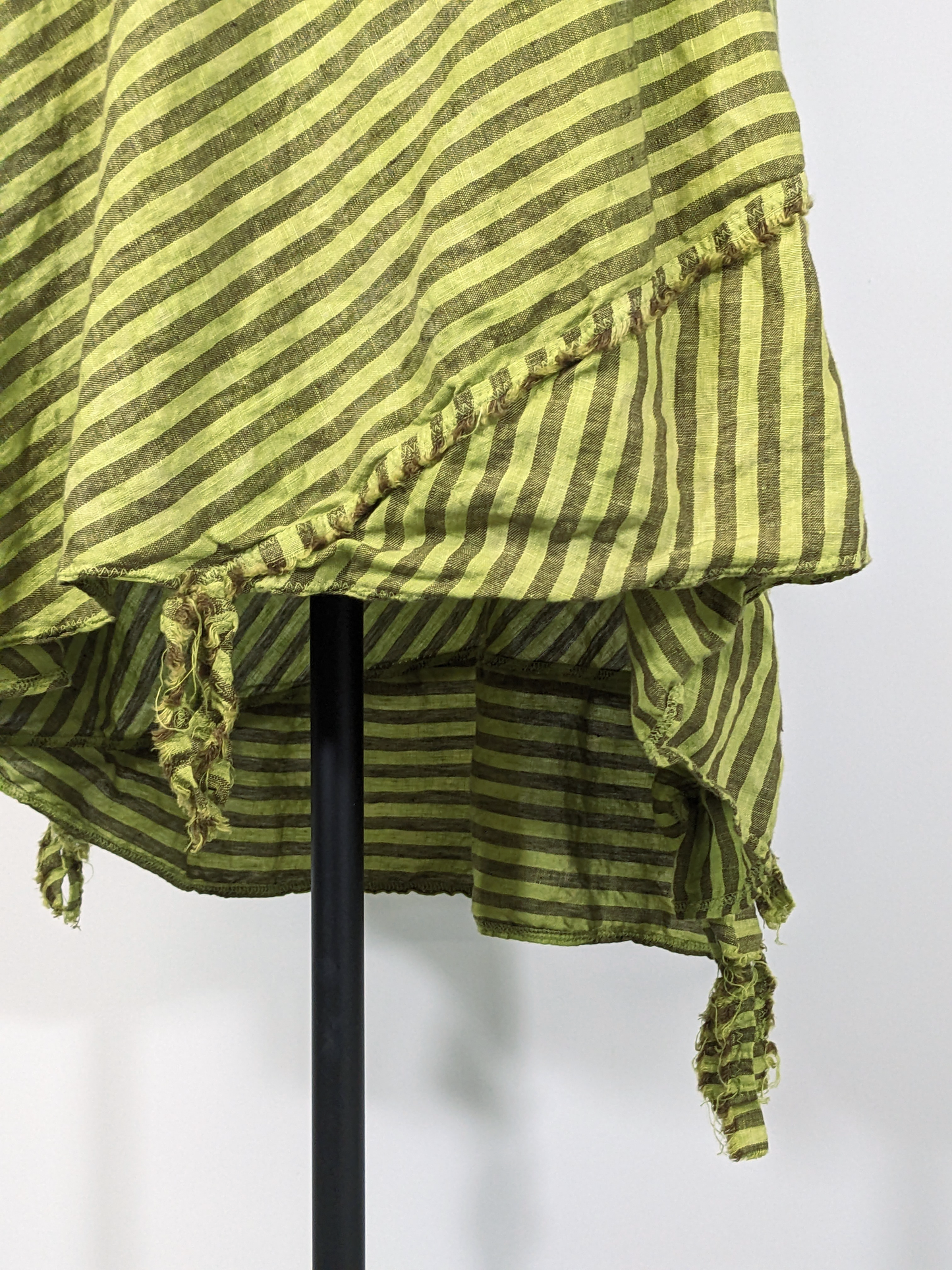Twig and Branch: chartreuse and brown striped layering slip