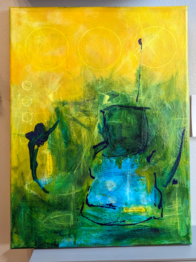 don't follow through, original mixed media/acrylic painting by helen carter