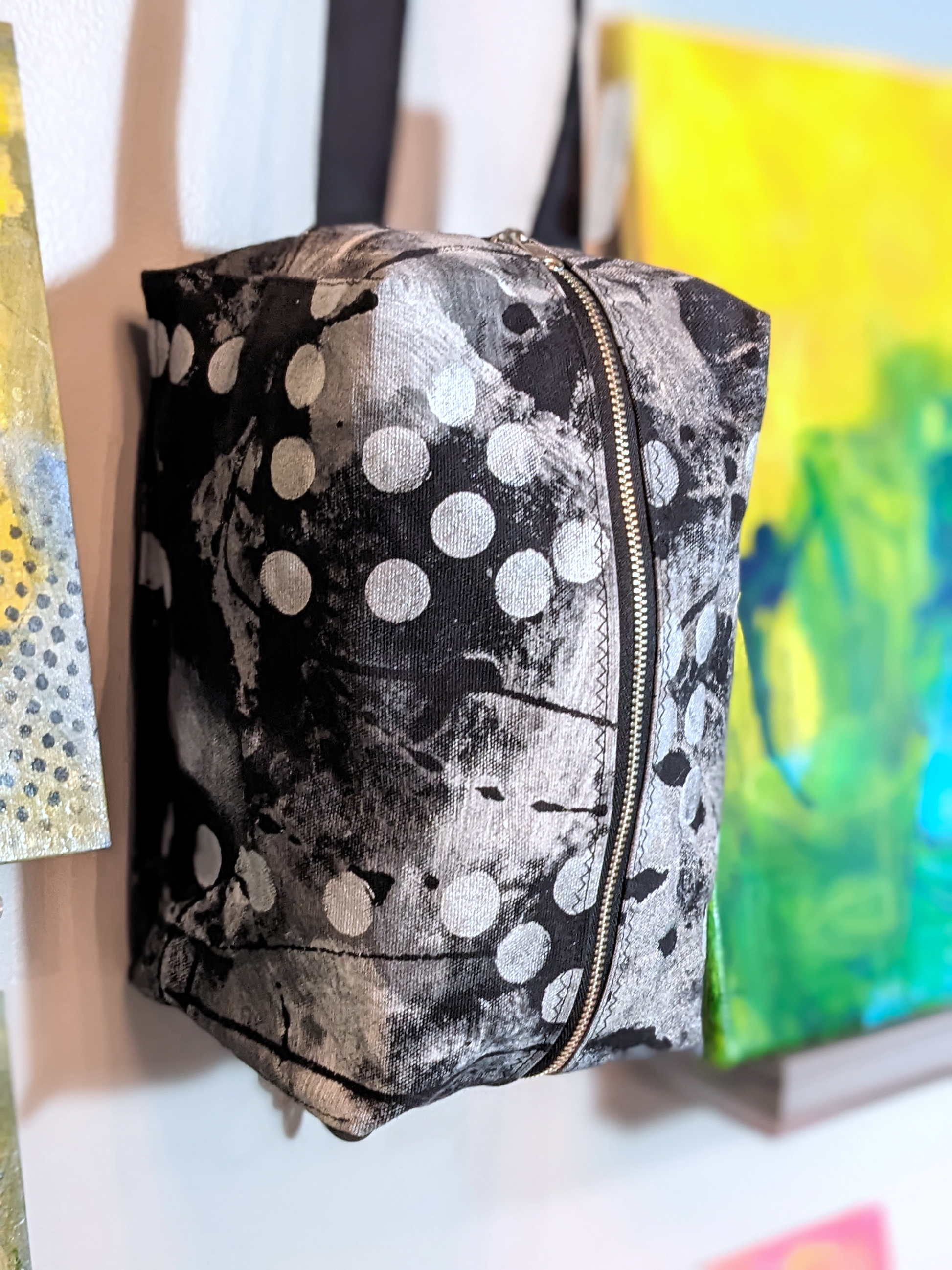 secret lentil dopp kit hand painted black canvas