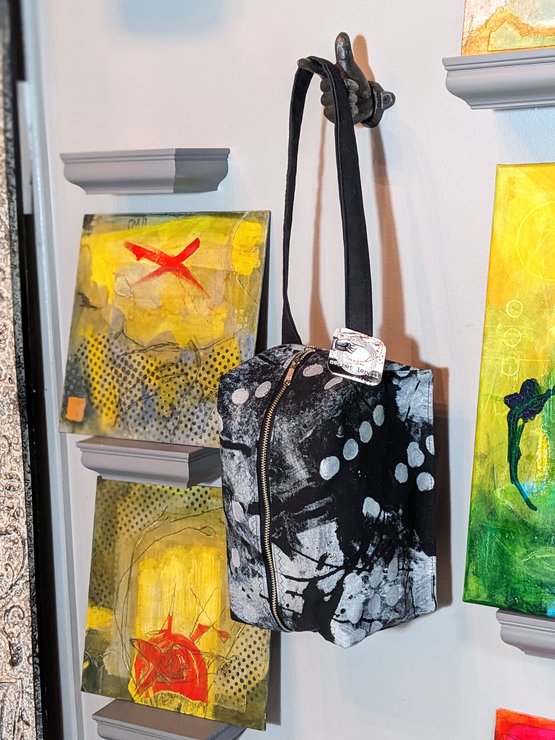 secret lentil hand-painted canvas dopp kit with dots