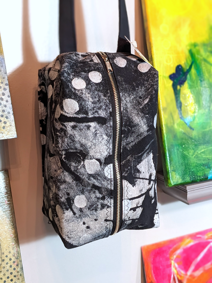 secret lentil hand-painted canvas dopp kit with dots