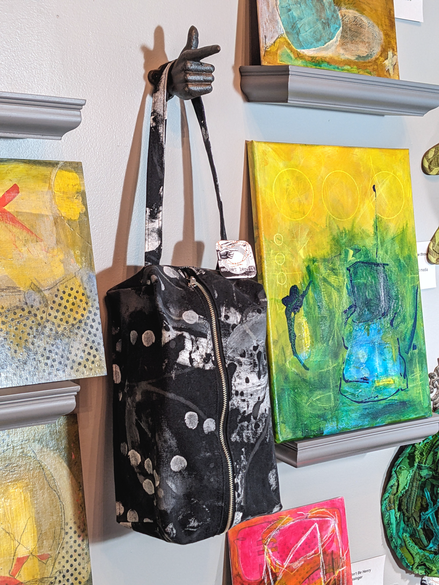 secret lentil hand-painted canvas dopp kit with dots