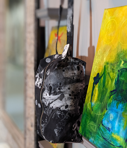 secret lentil hand-painted canvas dopp kit with dots