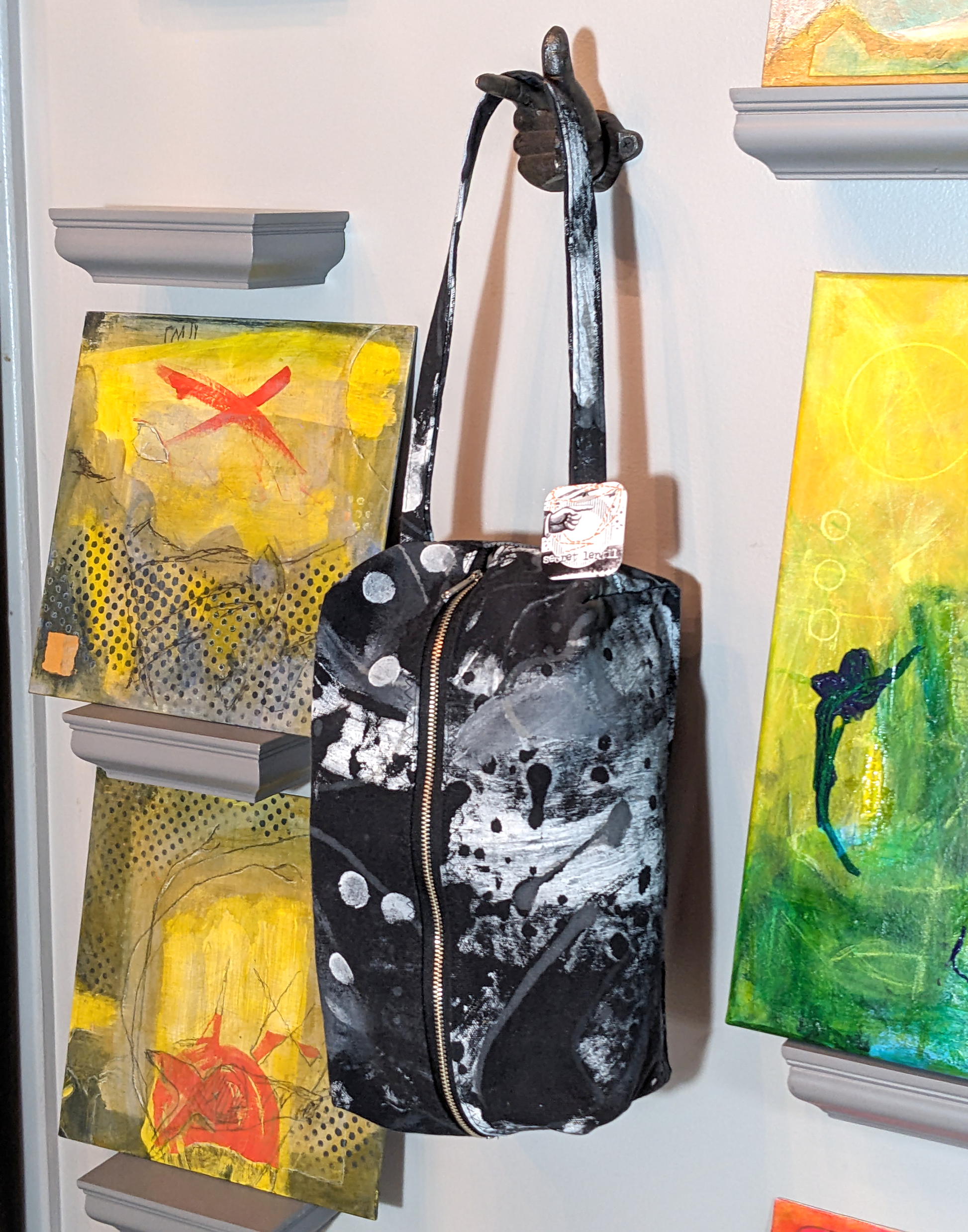 secret lentil hand-painted canvas dopp kit with dots