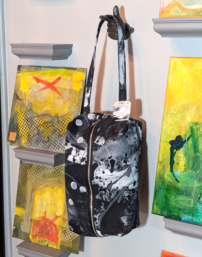 secret lentil hand-painted canvas dopp kit with dots