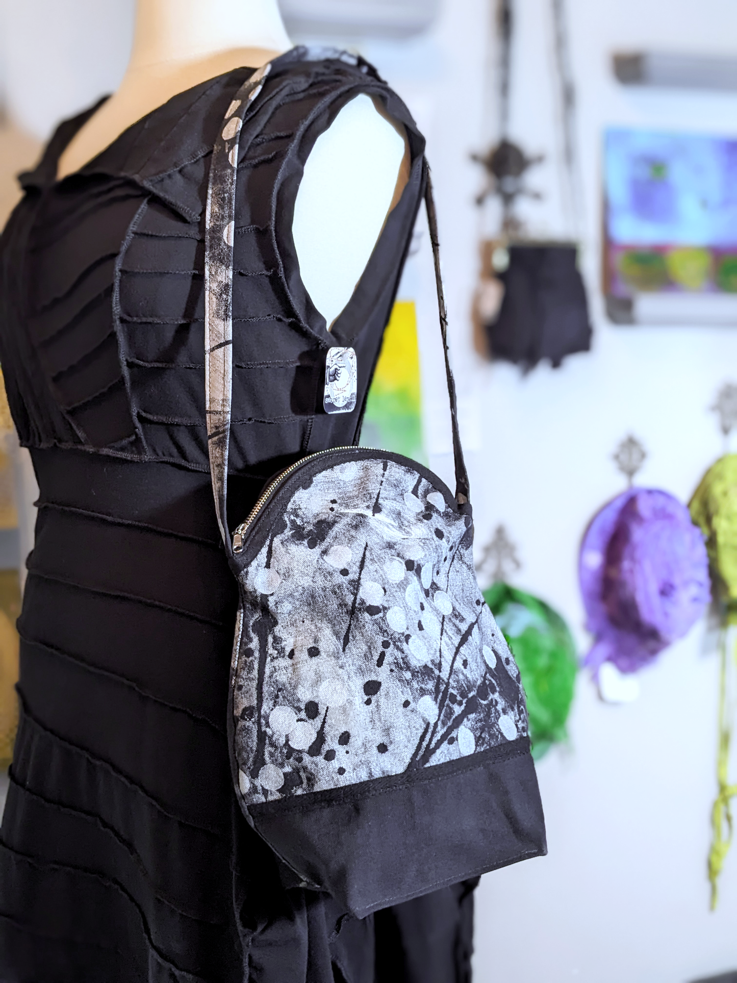 Scarabesque — secret lentil hand-painted canvas shoulder bag