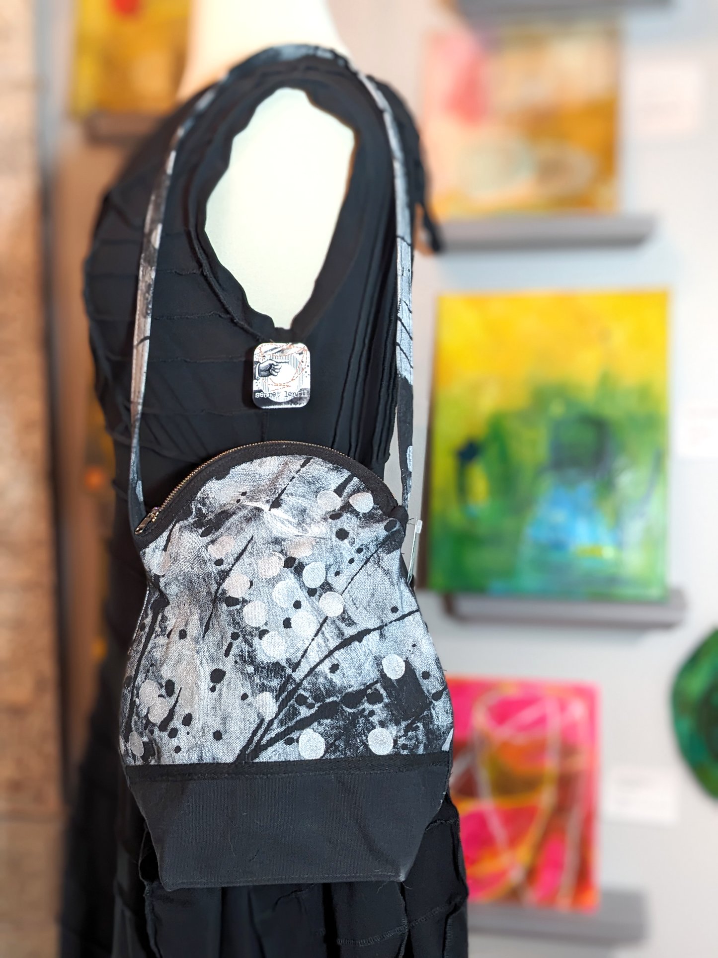 Scarabesque — secret lentil hand-painted canvas shoulder bag