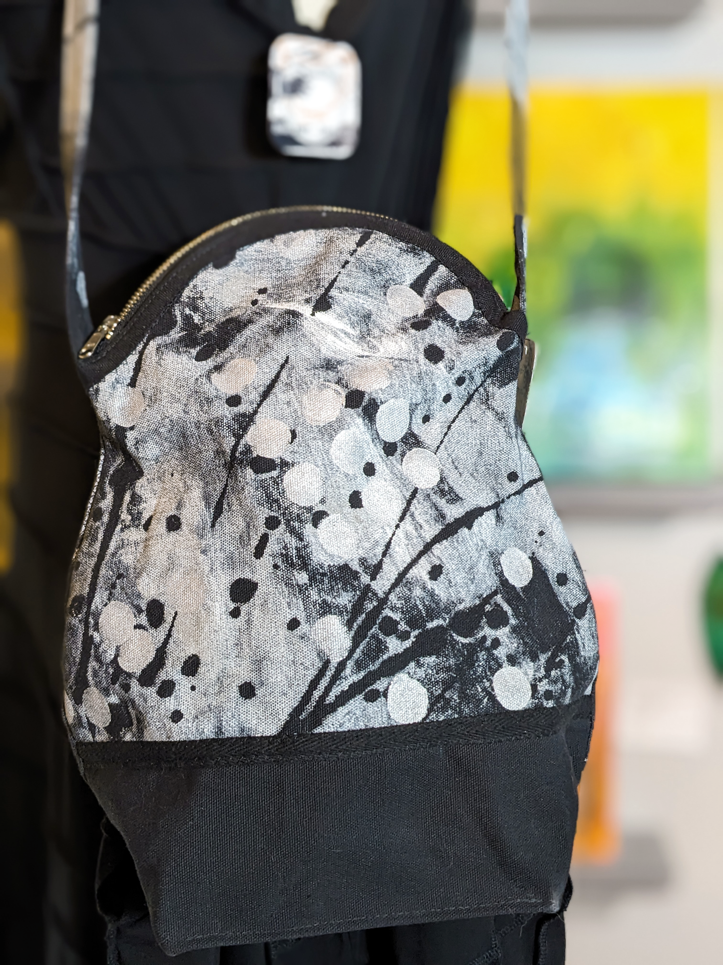 Scarabesque — secret lentil hand-painted canvas shoulder bag