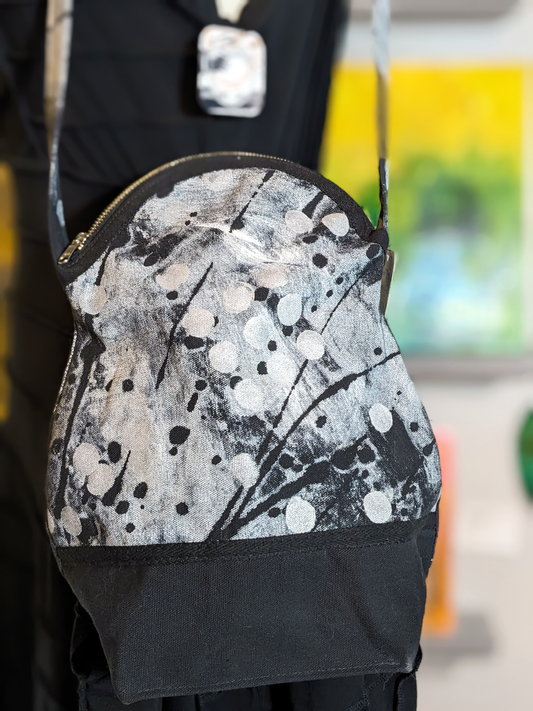 Scarabesque — secret lentil hand-painted canvas shoulder bag