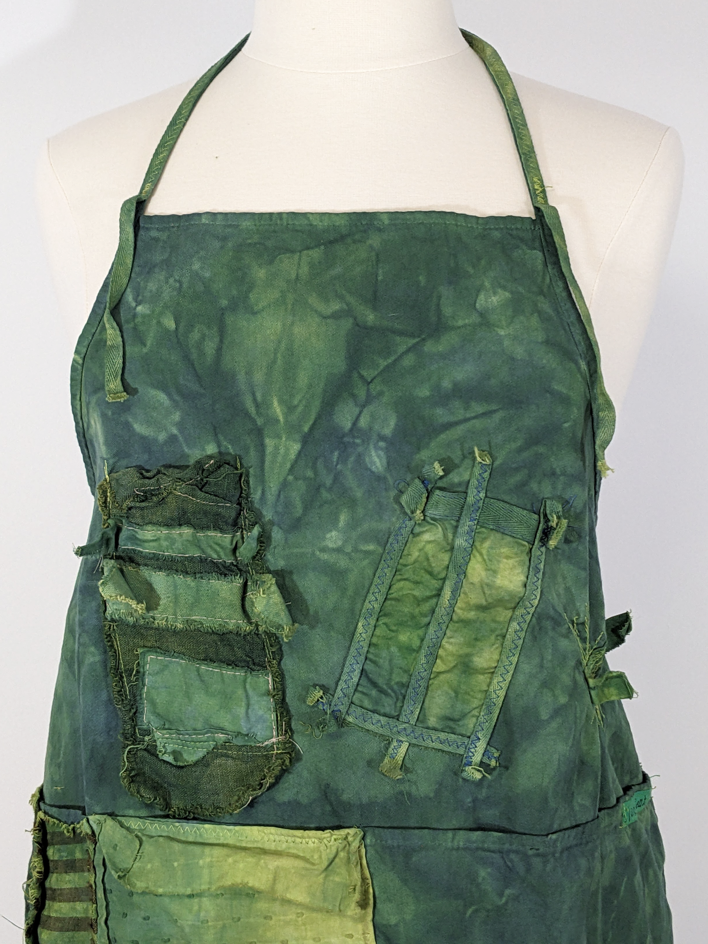 (dinosaur kale) artist apron, double-dyed, 7 pockets!