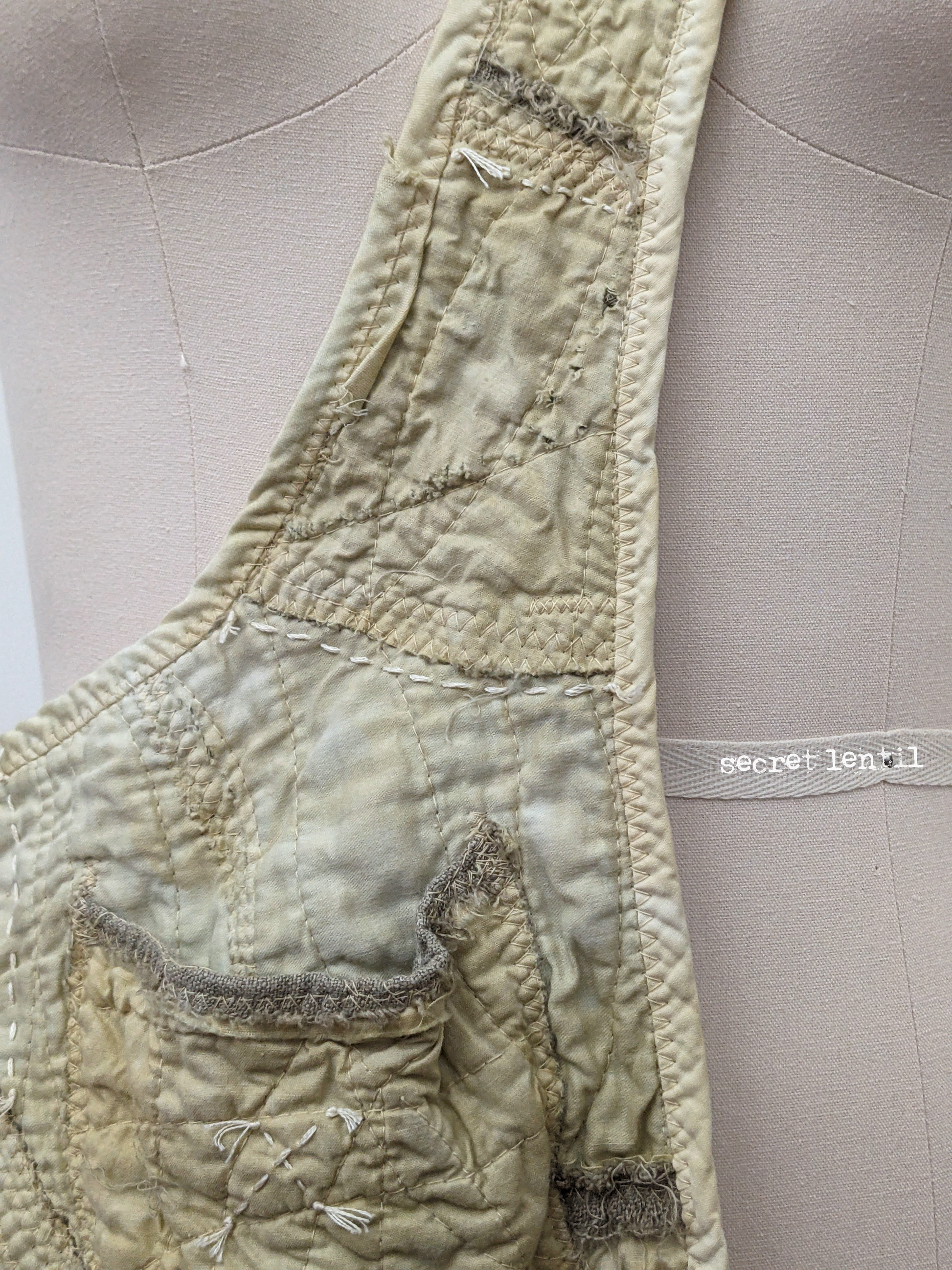 secret lentil artifacted sling apron, strap and hand stitching