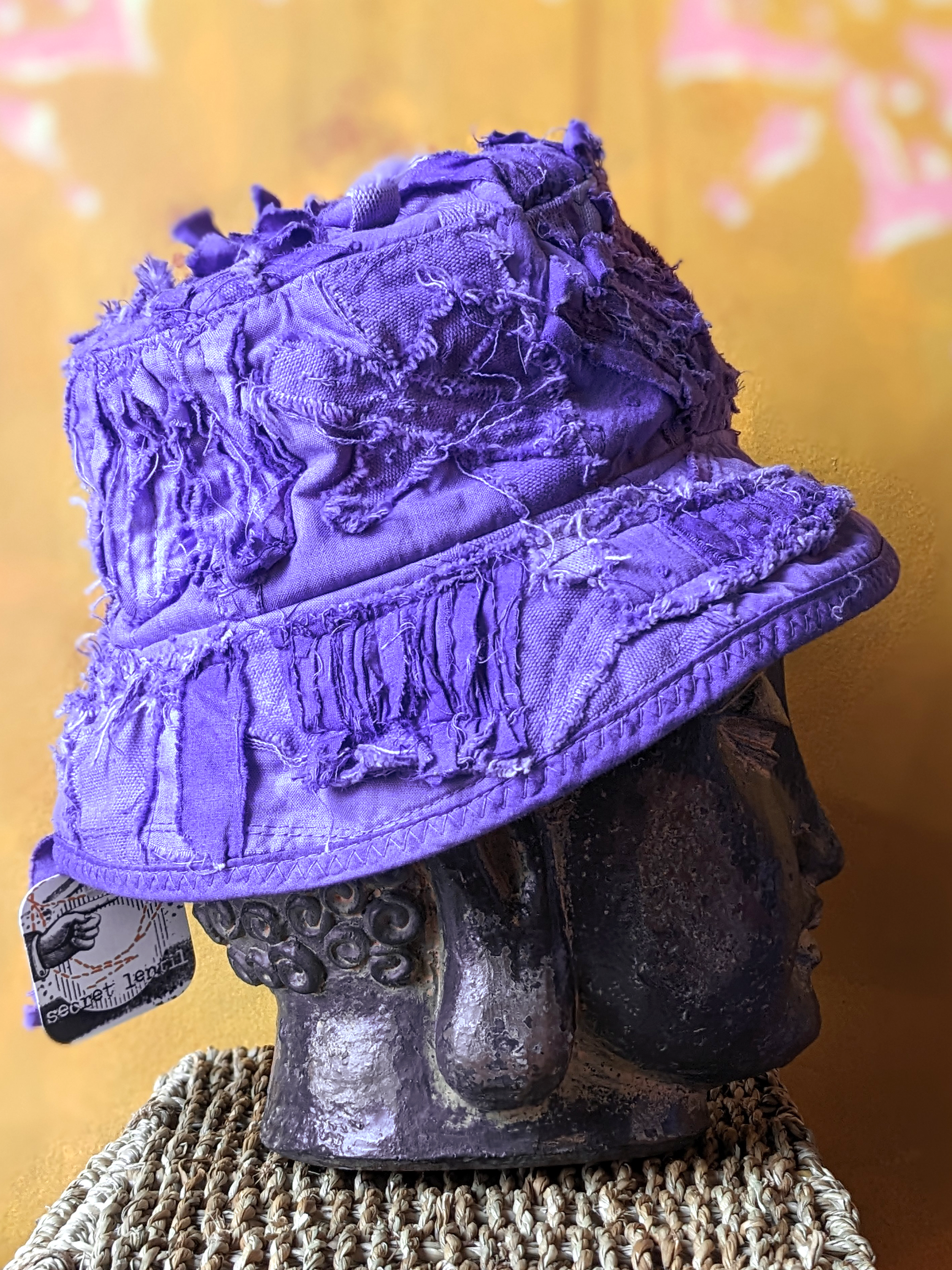 purple artifacted boro bucket hat from secret lentil