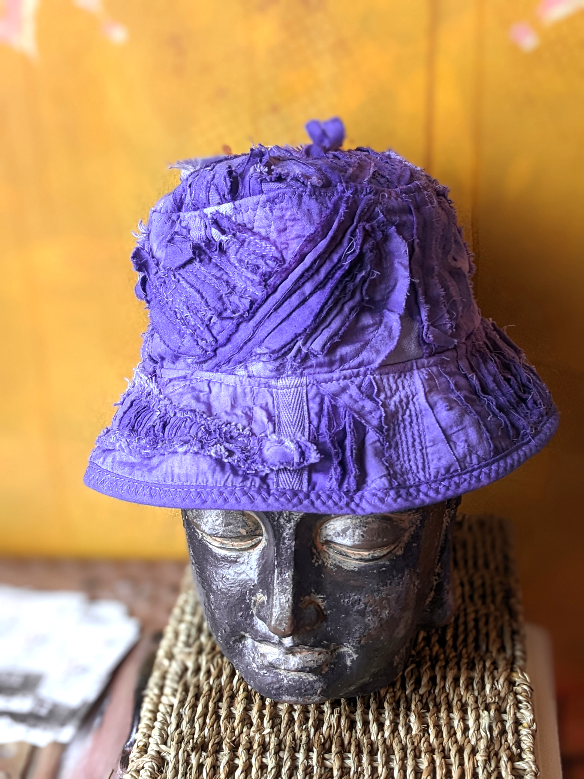 purple artifacted boro bucket hat from secret lentil