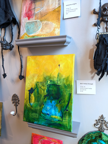 don't follow through, original mixed media/acrylic painting by helen carter