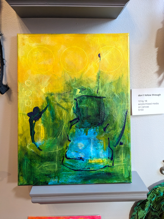 don't follow through, original mixed media/acrylic painting by helen carter