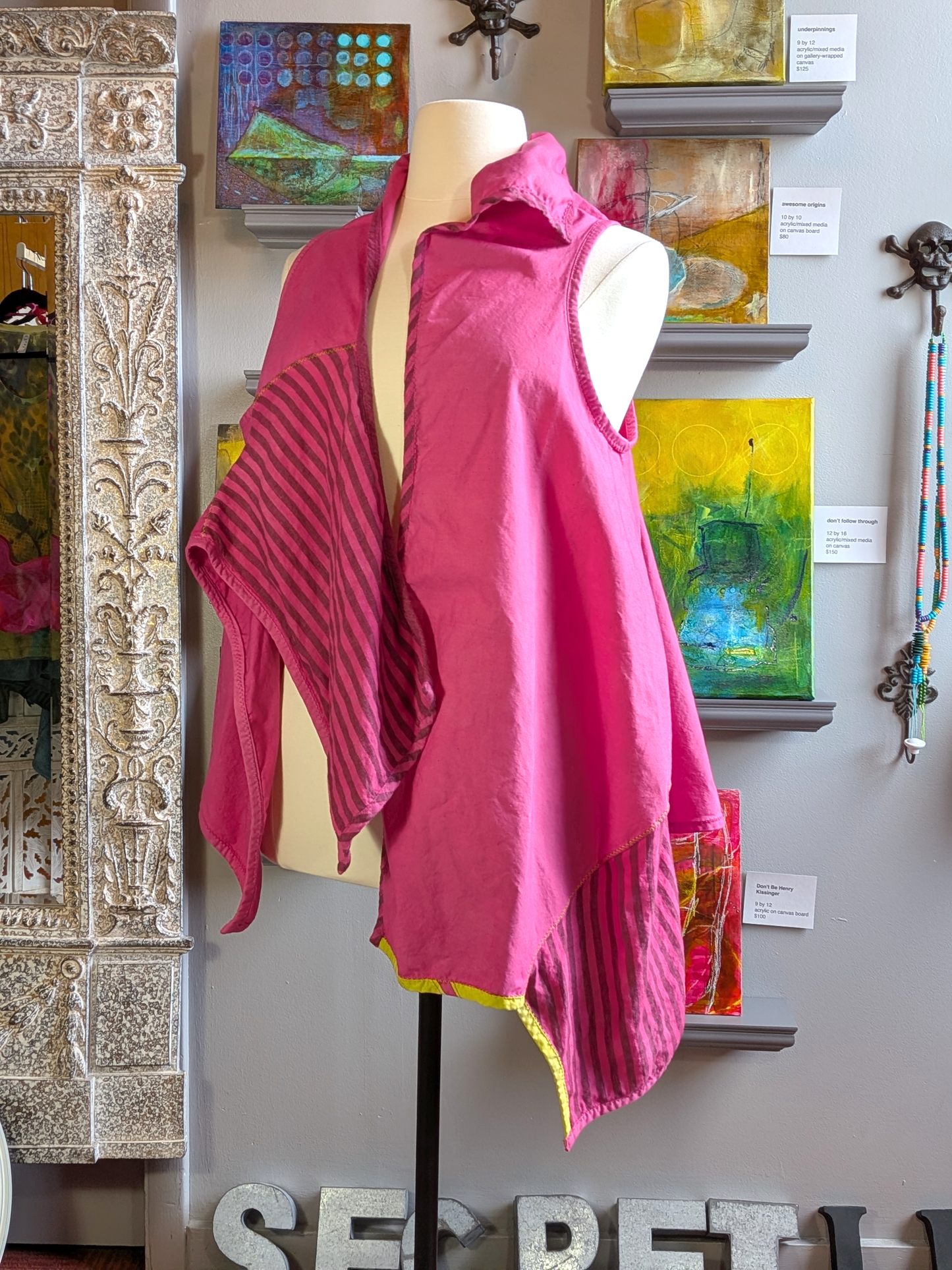 talk about, pop music - fuchsia sculpted asymmetric vest