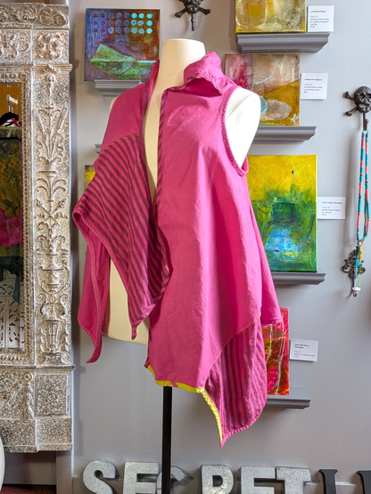 talk about, pop music - fuchsia sculpted asymmetric vest