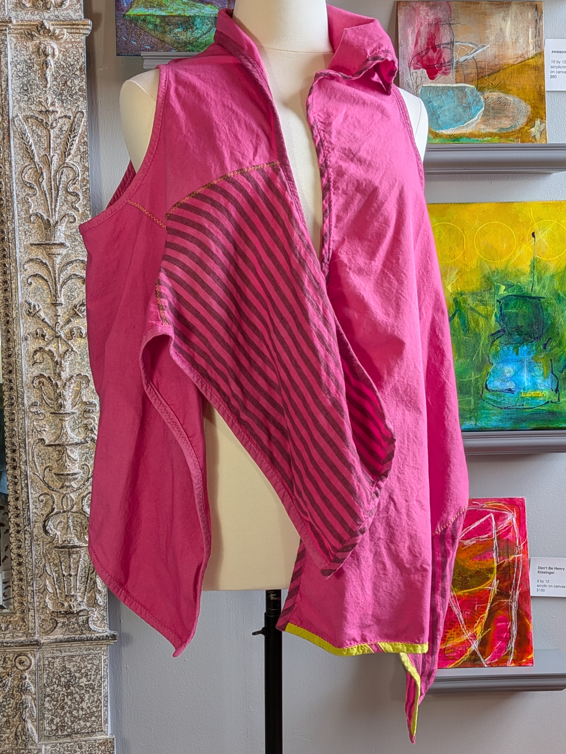 talk about, pop music - fuchsia sculpted asymmetric vest