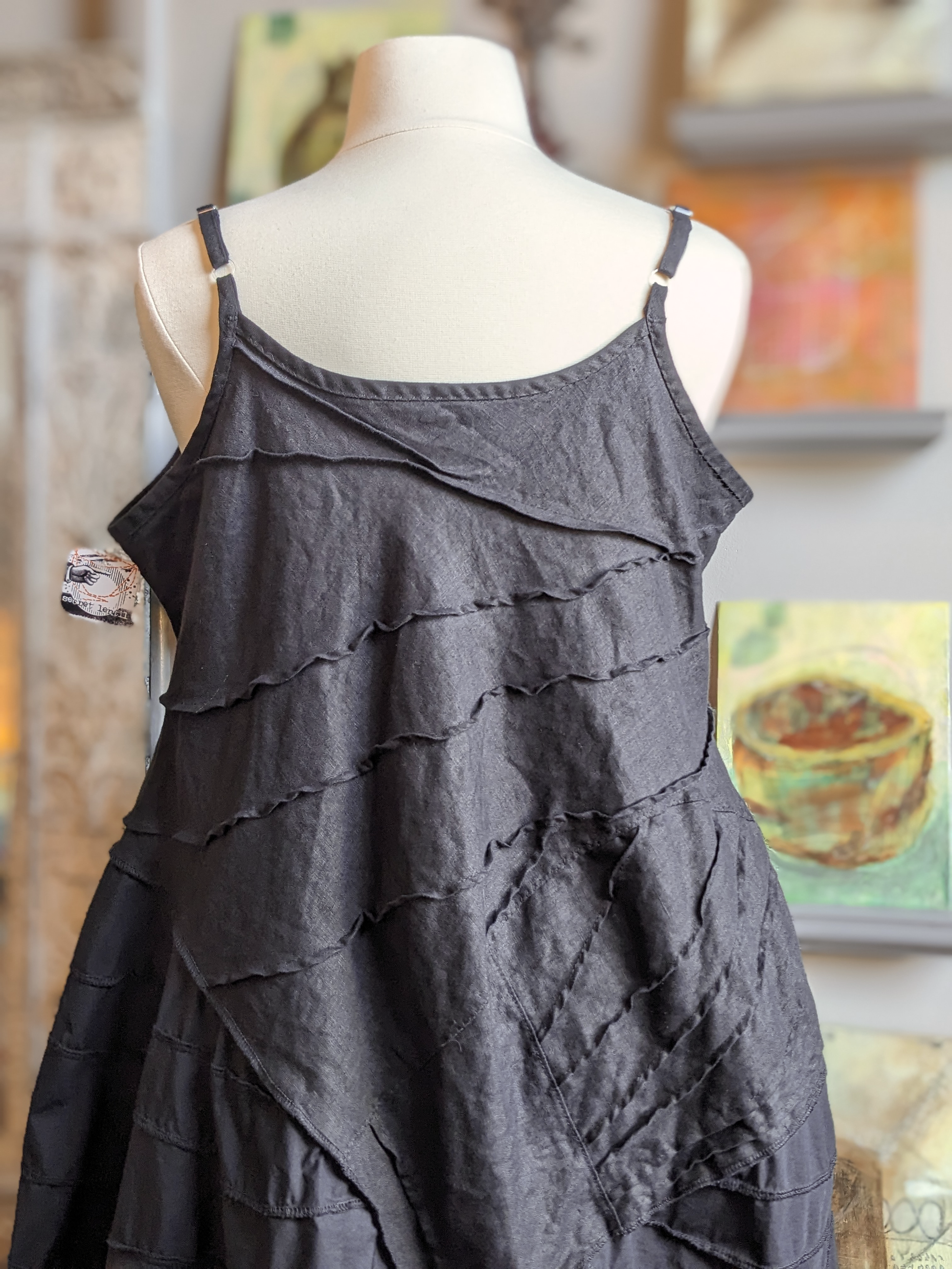 goth ballerina slip dress linen, plus sized, asymmetric