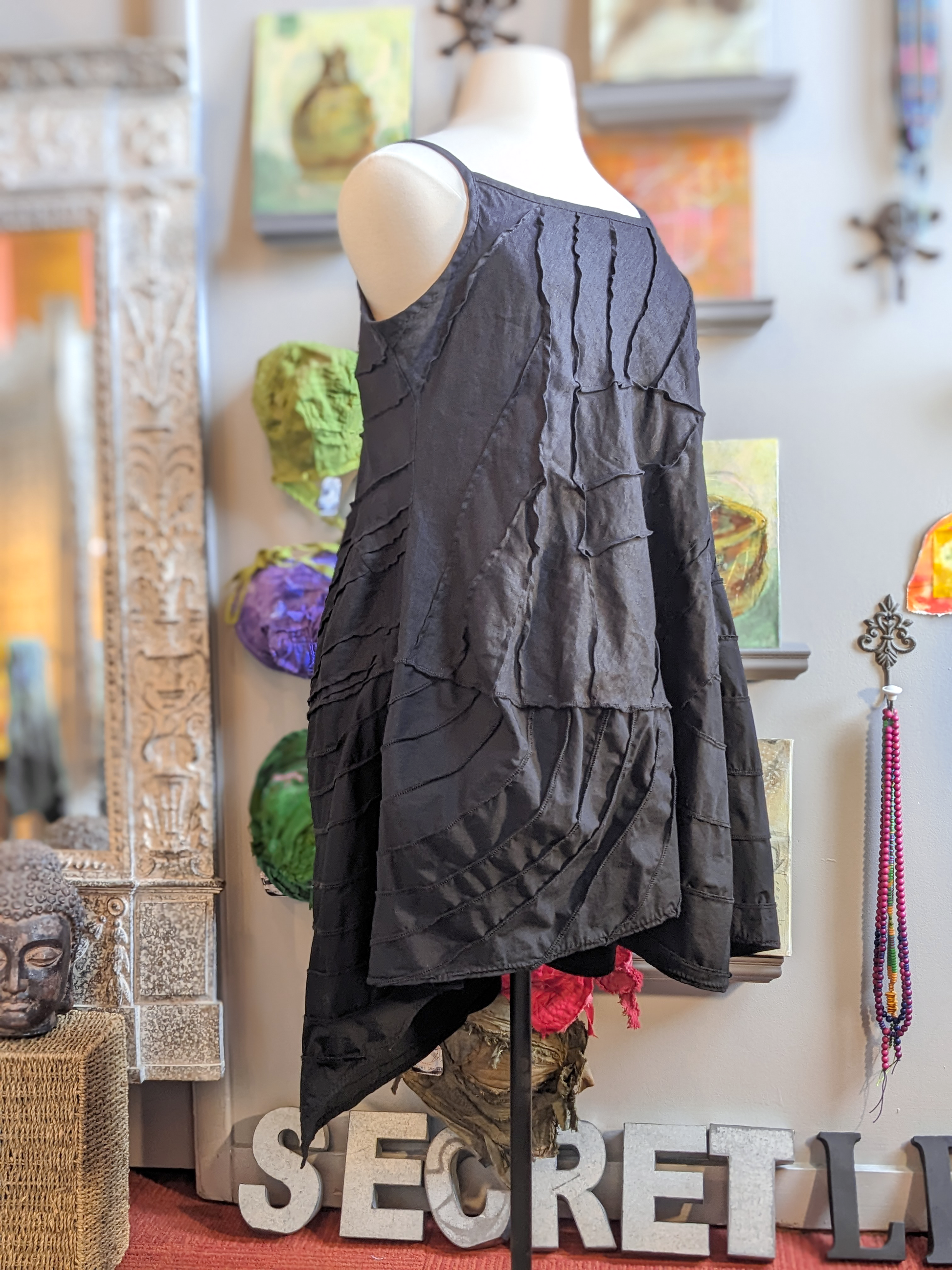 goth ballerina slip dress linen, plus sized, asymmetric