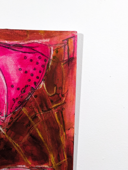 detail Abstract painting with pink and brown colors on a white background by helen carter / secret lentil
