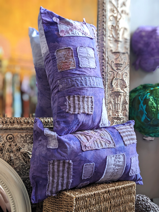 Deluxe Throw Pillows Wabi-Sabi Hand Made Dyed Stitched at Secret Lentil 