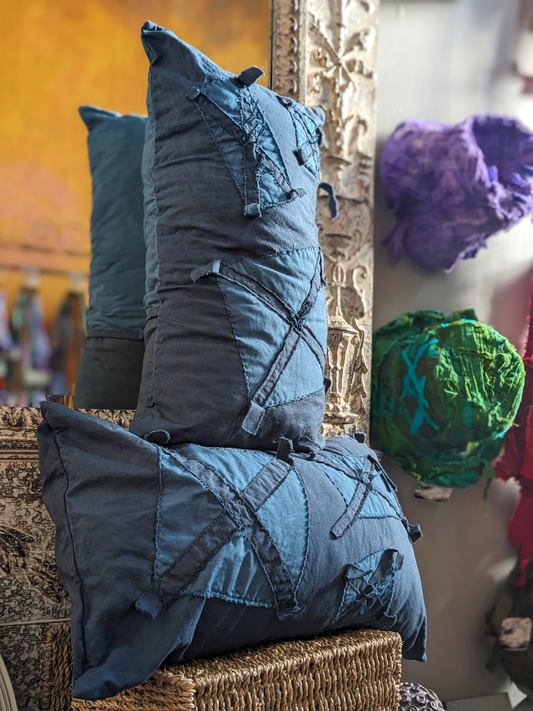 Deluxe Throw Pillows Wabi-Sabi Hand Made Dyed Stitched at Secret Lentil 