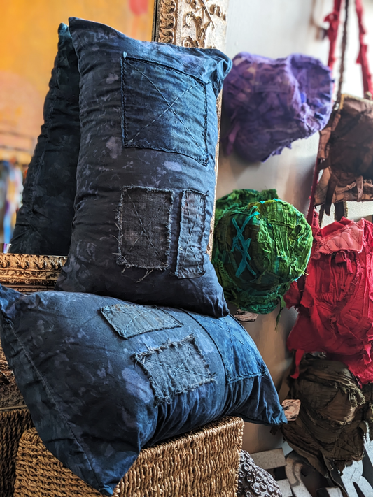 Deluxe Throw Pillows Wabi-Sabi Hand Made Dyed Stitched at Secret Lentil 