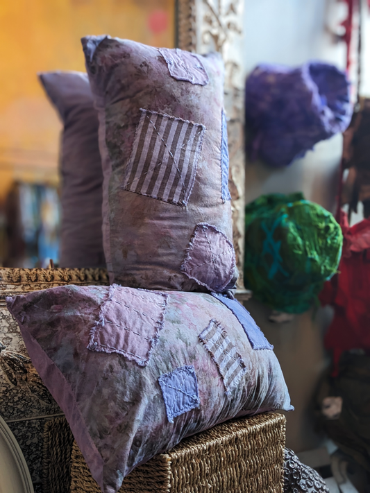 Deluxe Throw Pillows Wabi-Sabi Hand Made Dyed Stitched at Secret Lentil 