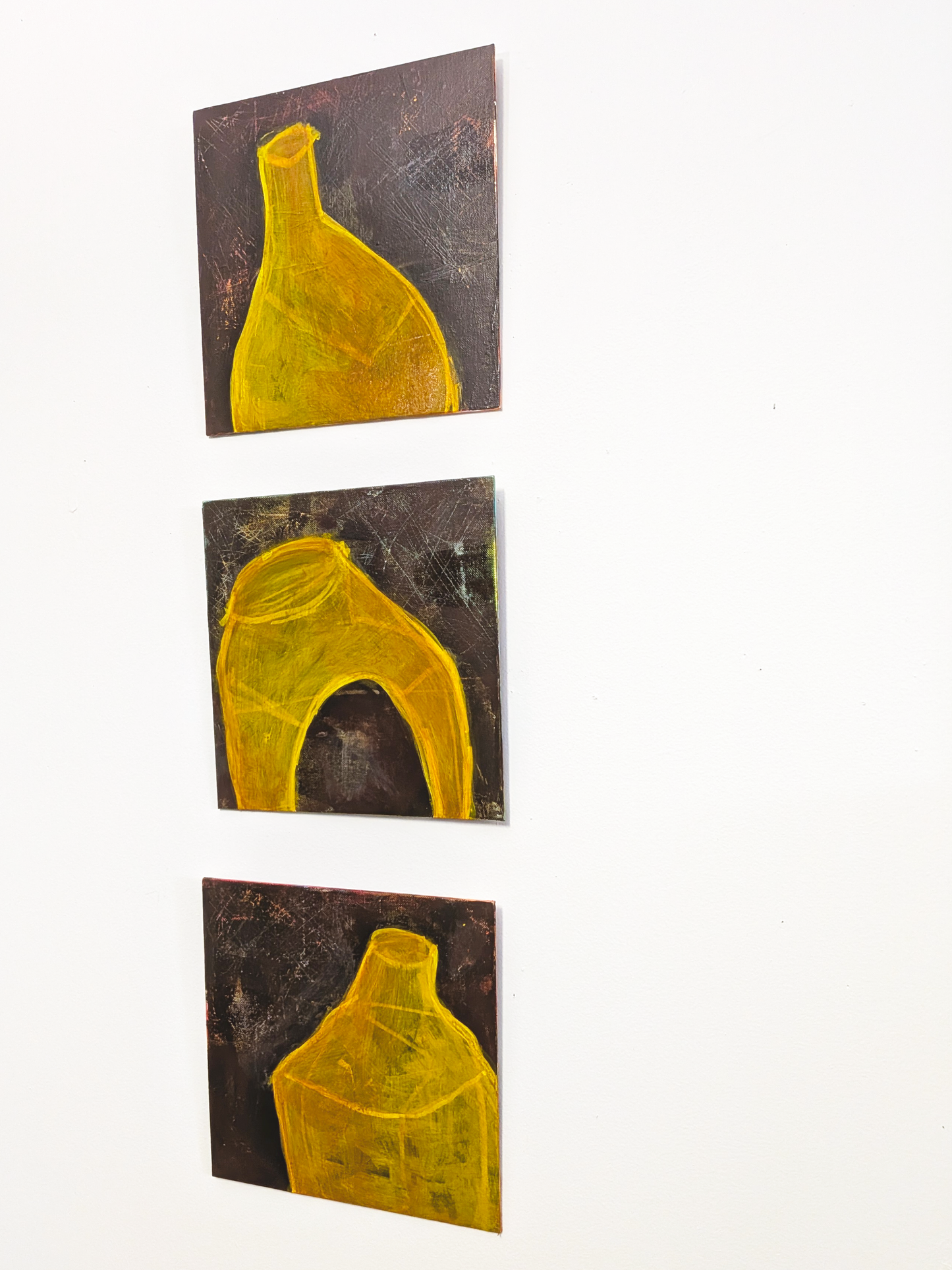 helen carter paintings, vessels, theoretical, primitive (set of 3)