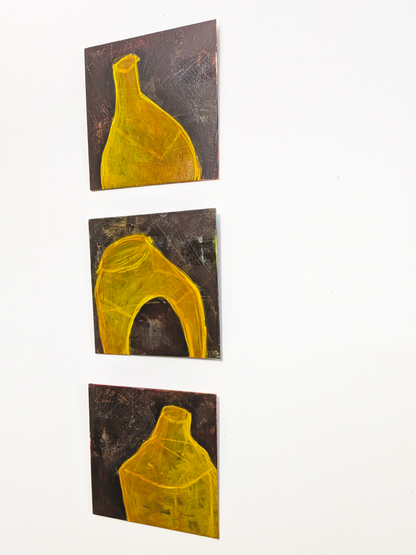 helen carter paintings, vessels, theoretical, primitive (set of 3)