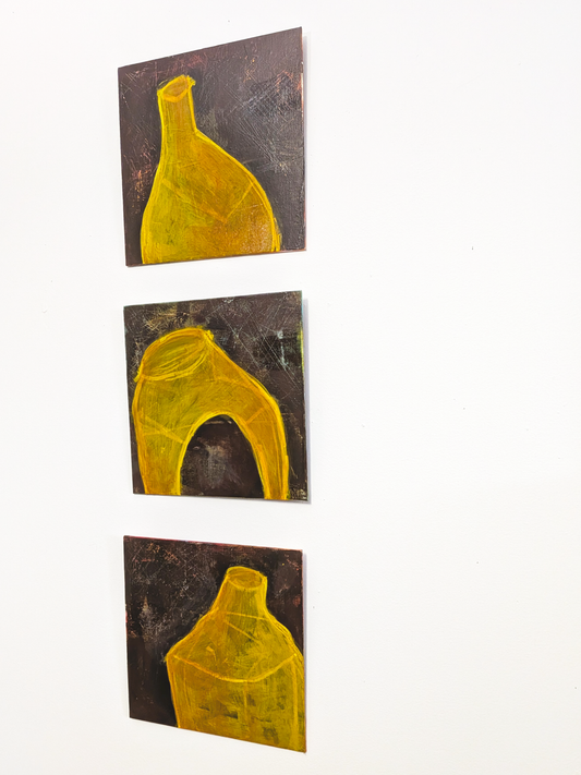 helen carter paintings, vessels, theoretical, primitive (set of 3)