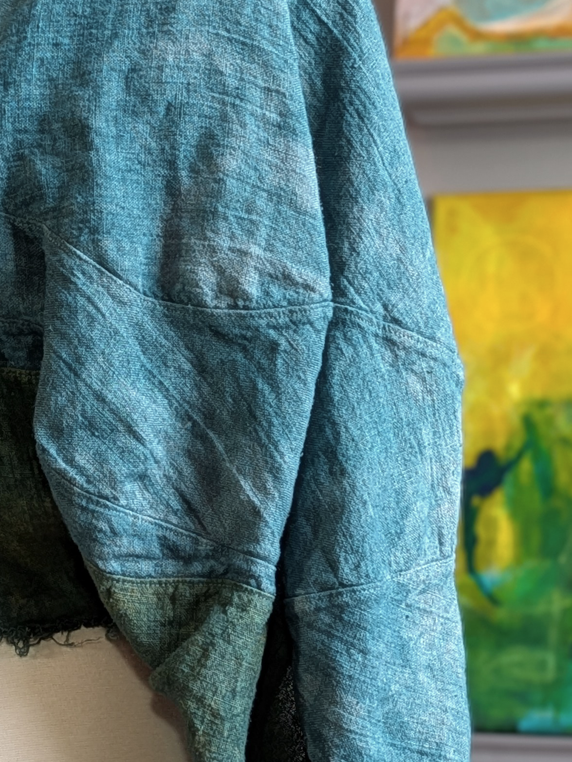 finished and raw teal linen details - secret lentil