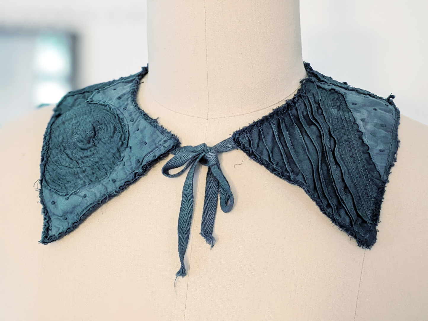 artifacted collar (detachable / attachable) in antique teal - secret lentil